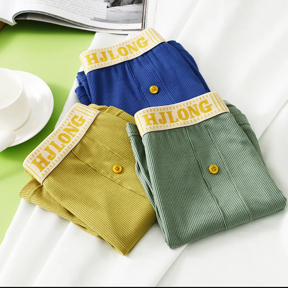 3PCS/Set M-3XL High Elastic Loose Sleeping Sleepwear Pants Solid Knit PJ Pajamas Pants Breathable Comfortable Boxers & Briefs