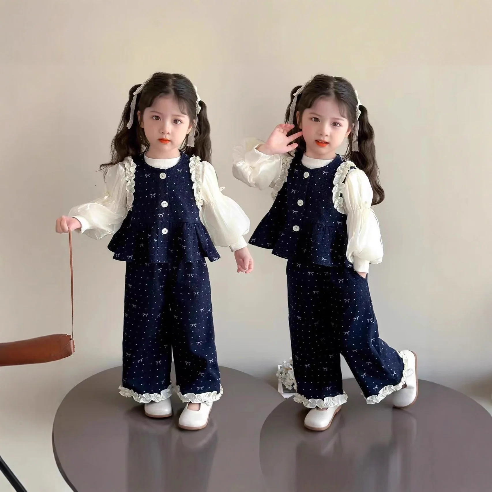 Girls' Set Spring and Autumn 2025 New Style Baby Girl Three Piece Set Spring and Autumn Fashion Clothes for Children