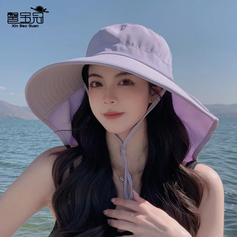 Outdoor Sun Bucket Hat for Women Girls with 50+ UPF Protection Safari Cap Wide Brim Fishing Hat with Neck Flap Model 8112