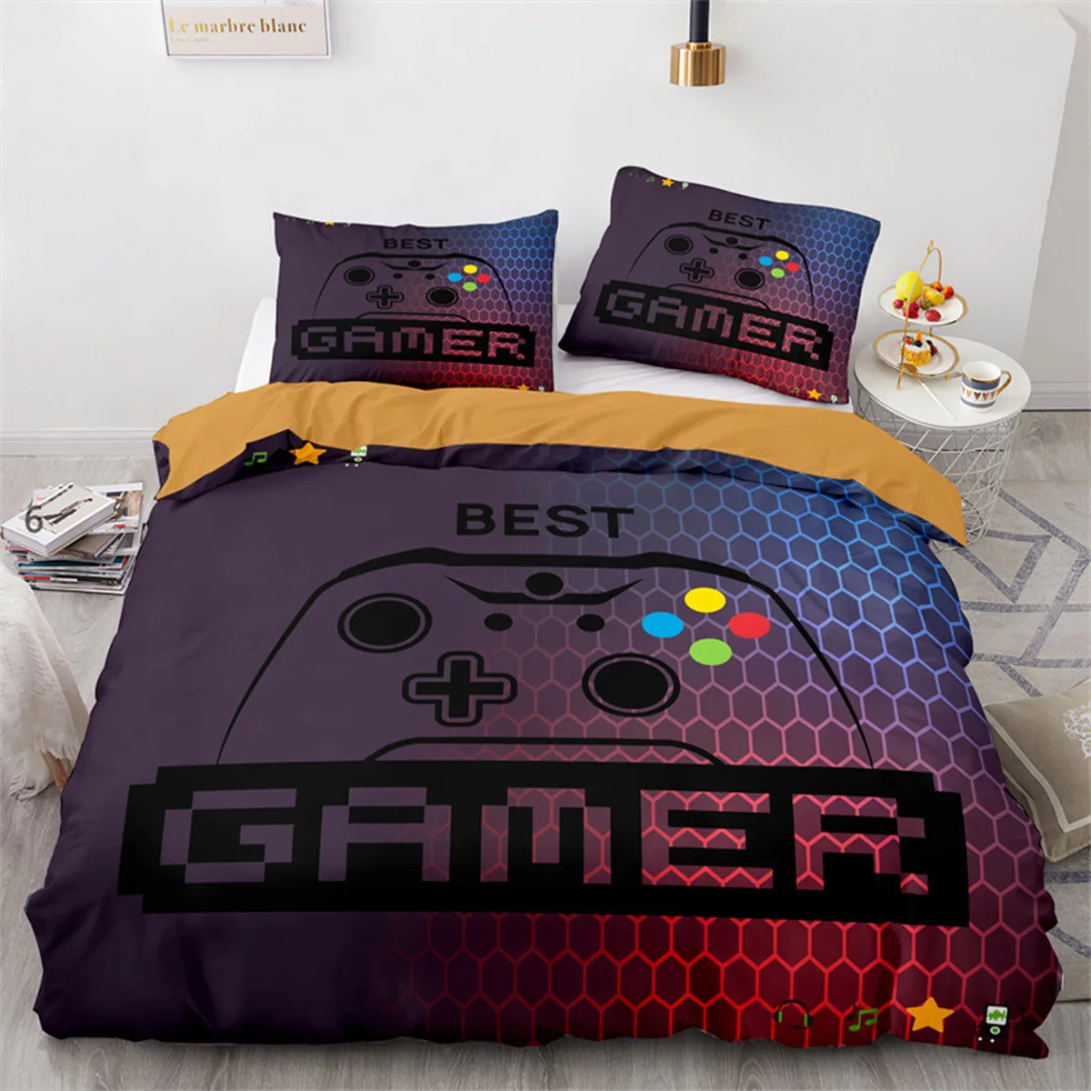 

Game Handle Gradient Color Duvet Cover Kids Gamepad for Children Teens Boys Girl Bedroom Decorations Polyester Queen King Size