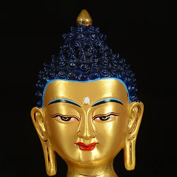 33cm LARGE # GOOD Buddhist disciple efficacious Safety Nepal Gold-plated Shakya Mani brass Buddha statue