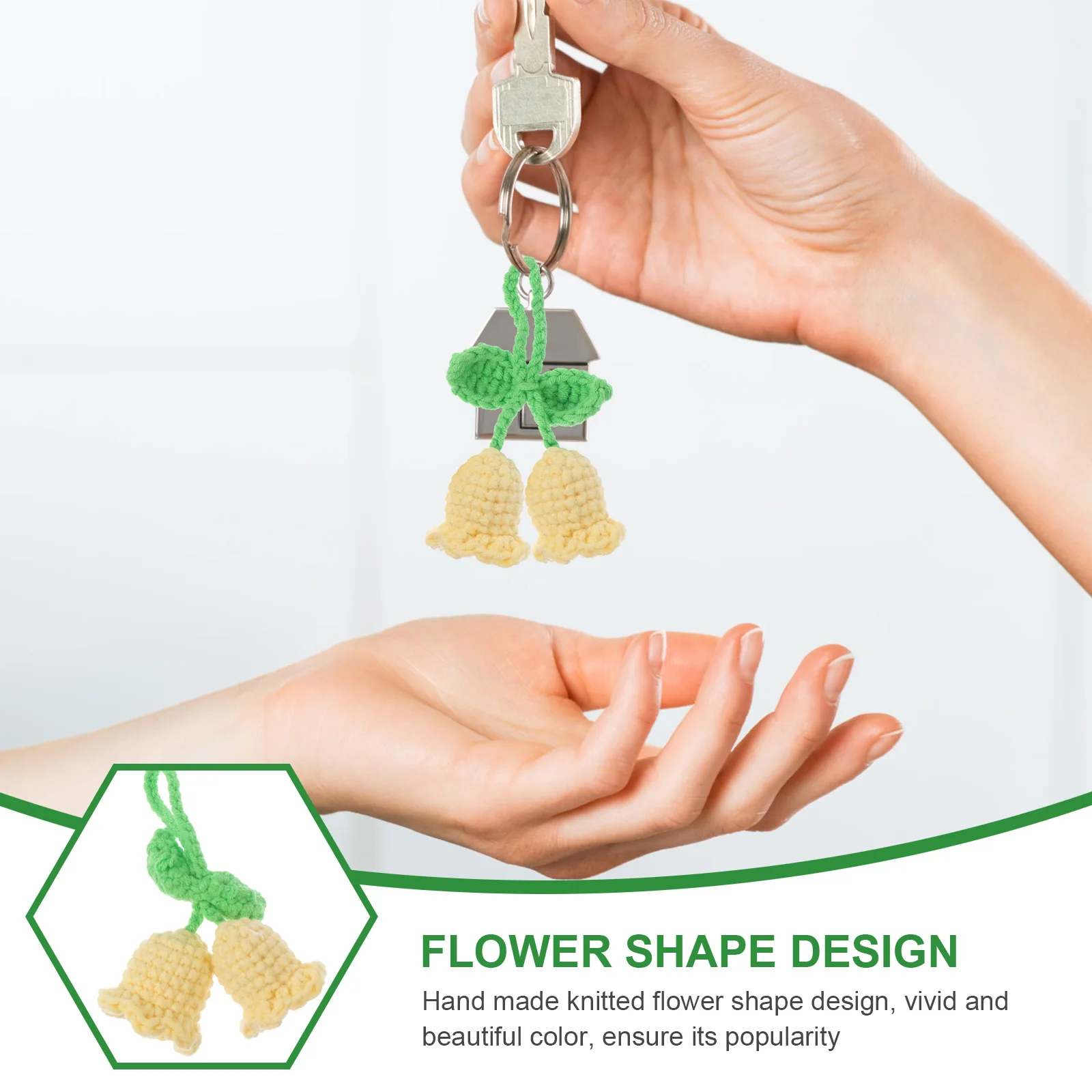 

1pc Knitted Flower Keychain Bag Decor Woven Key Chain Crafts Woven Ornament Lovely Durable Handmade Gift Car Accessories