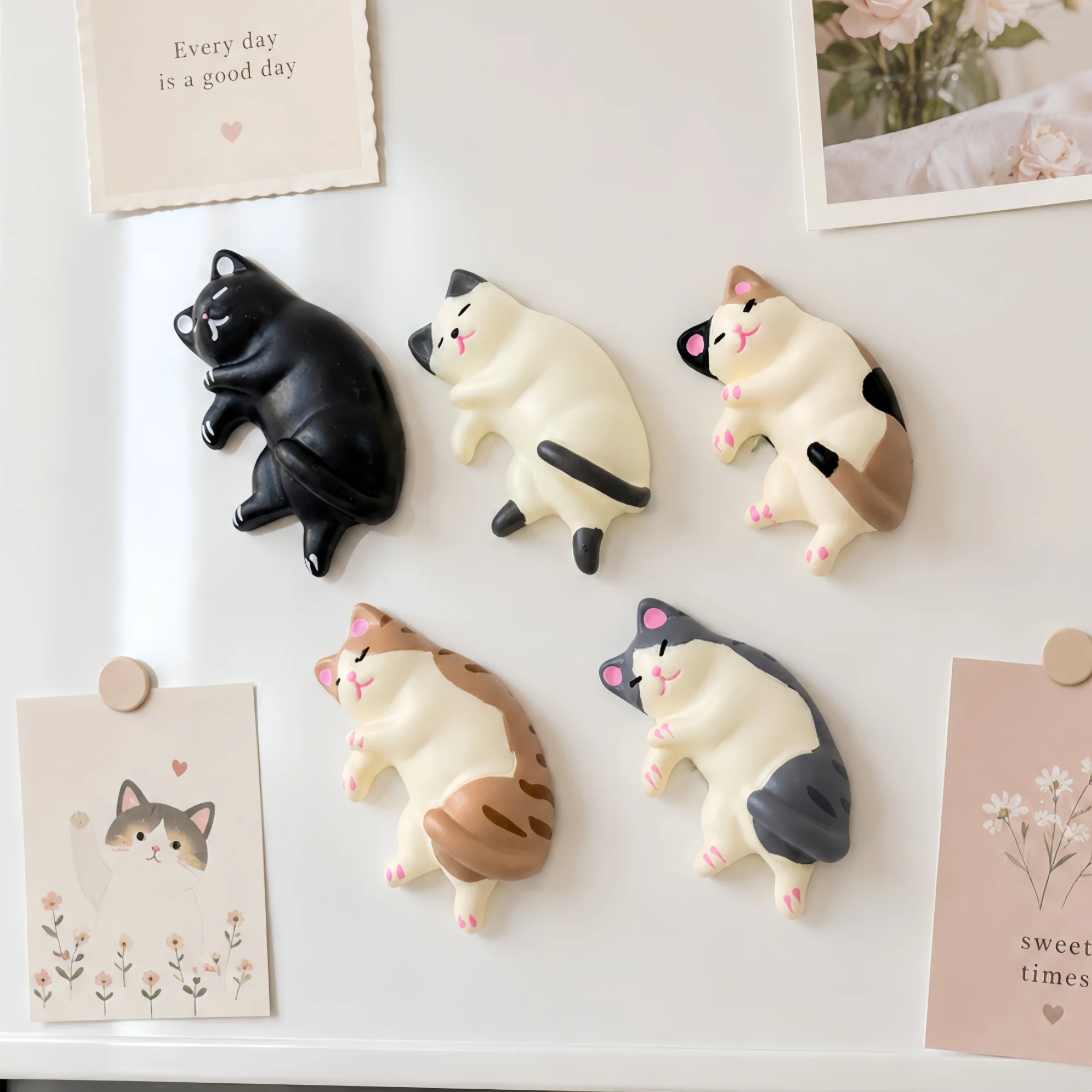 Aimants de réfrigérateur Kawaii Lazy Cat, autocollants 3D en résine pour réfrigérateur, aimants mignons en forme d'animaux pour tableau blanc et décoration intérieure
