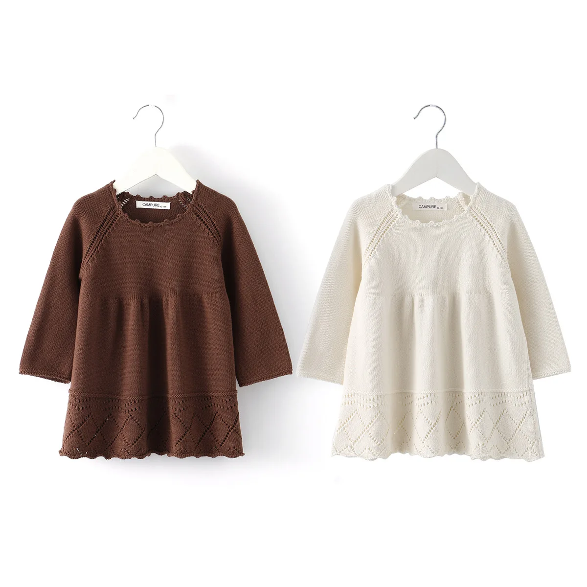 2025 Autumn Winter Girls Princess Dress Long Sleeve Knitted Dresses Soft Cotton Casual Layering Essential Toddler Kids Wear