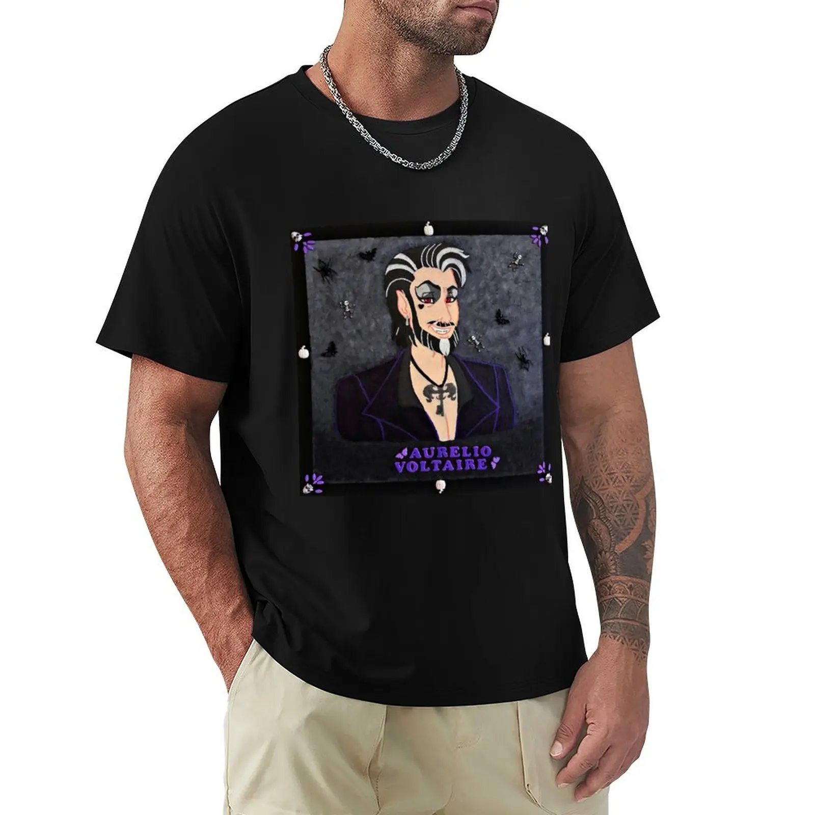 Aurelio Voltaire In Don Bluth's Art Style T-Shirt Anti-Fade Casual Tee Shirt