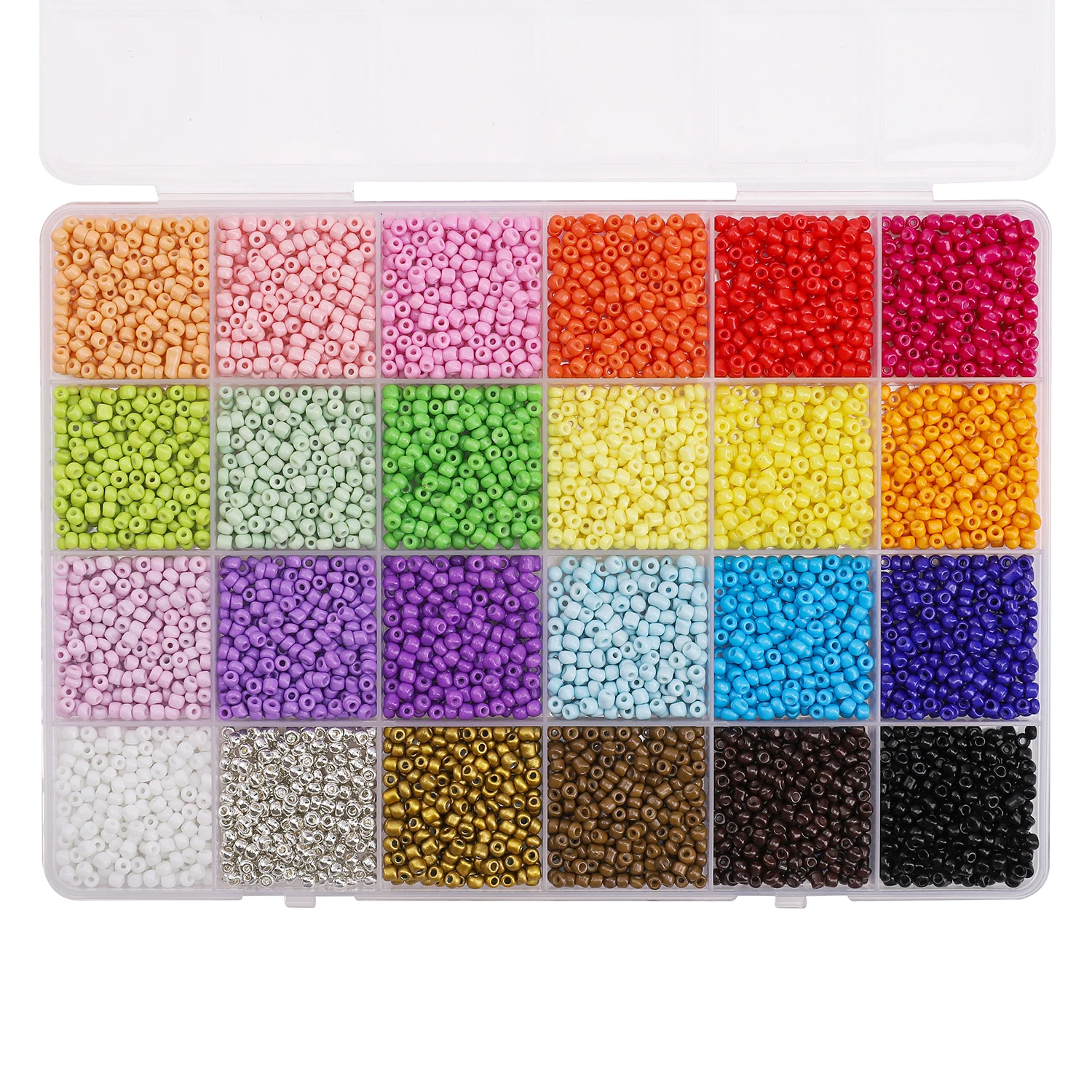 NONE 5200 Stück 24-Fach 3mm Glas-Reisperlen-Set｜Premium DIY-Schmuckzubehör für Armbänder & Ketten (6,5g/Fach) 4