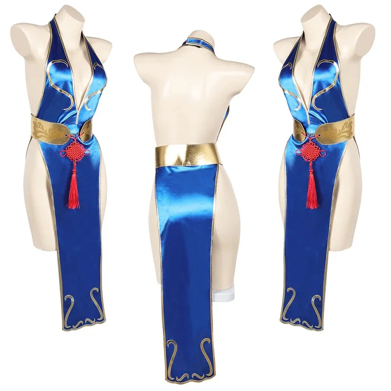 SF Chun-Li Swimsuit Cosplay Women Costume Sexy Jumpsuit Headgear Swimwear Set Bikini Outfits Halloween Carnival Suit if;3