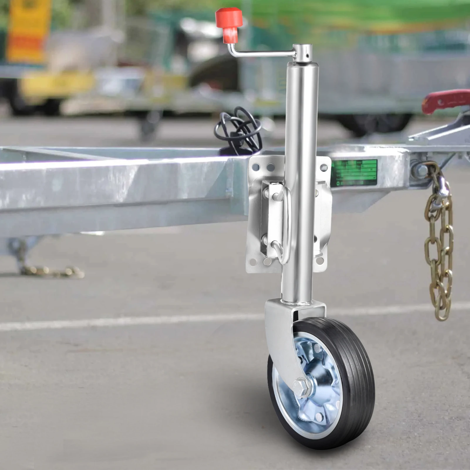 Image of Anhängerstützrad mit Rad, 680 kg Schwerlast-Anhängerstützrad, Verzinktes Mehrzweck-Anhängerstützrad, Vollgummirad für Wohnmobil- und Bootsanhänger
