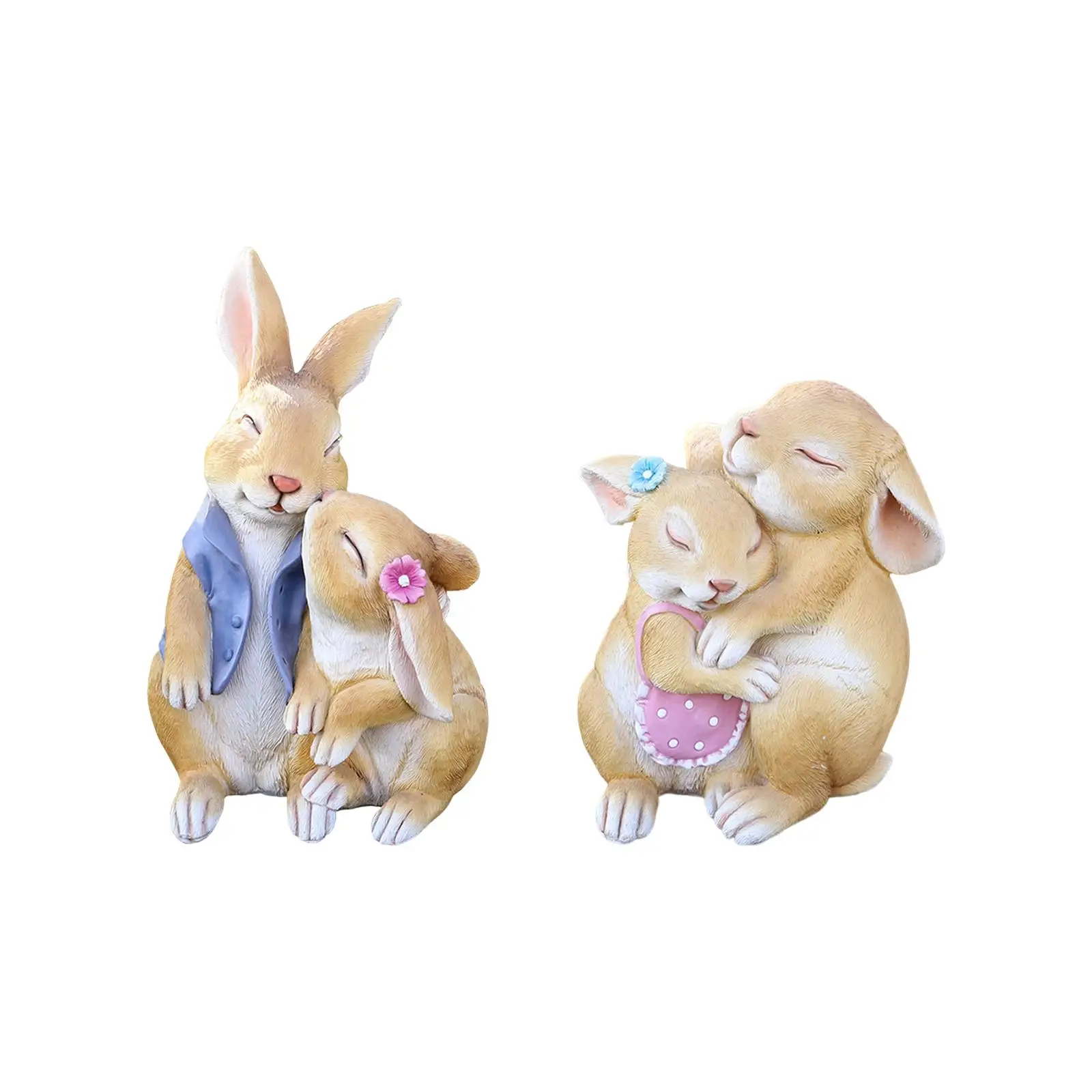 2 Pieces Easter Bunny Statues for Fairy Garden Centerpiece Fairy Ornaments