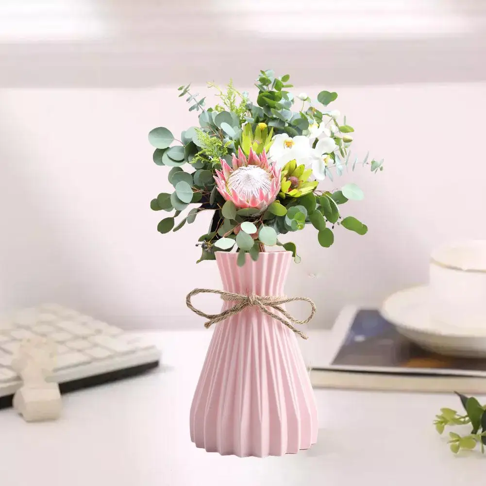 Water Ripple Vase Pineapple Pattern Rope Plastic Vase Simulation Flower Small Vase Simple Fresh Home Decoration A6W3