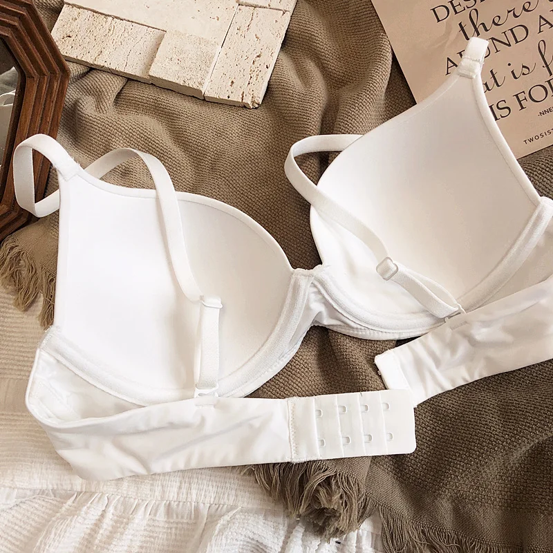 Nahtlose Unterwäsche für Frauen plus Größe BH sexy tief v Push-up Büstenhalter solide drahtlose bequeme 85 90 c d e Tasse Dessous – Detail 5