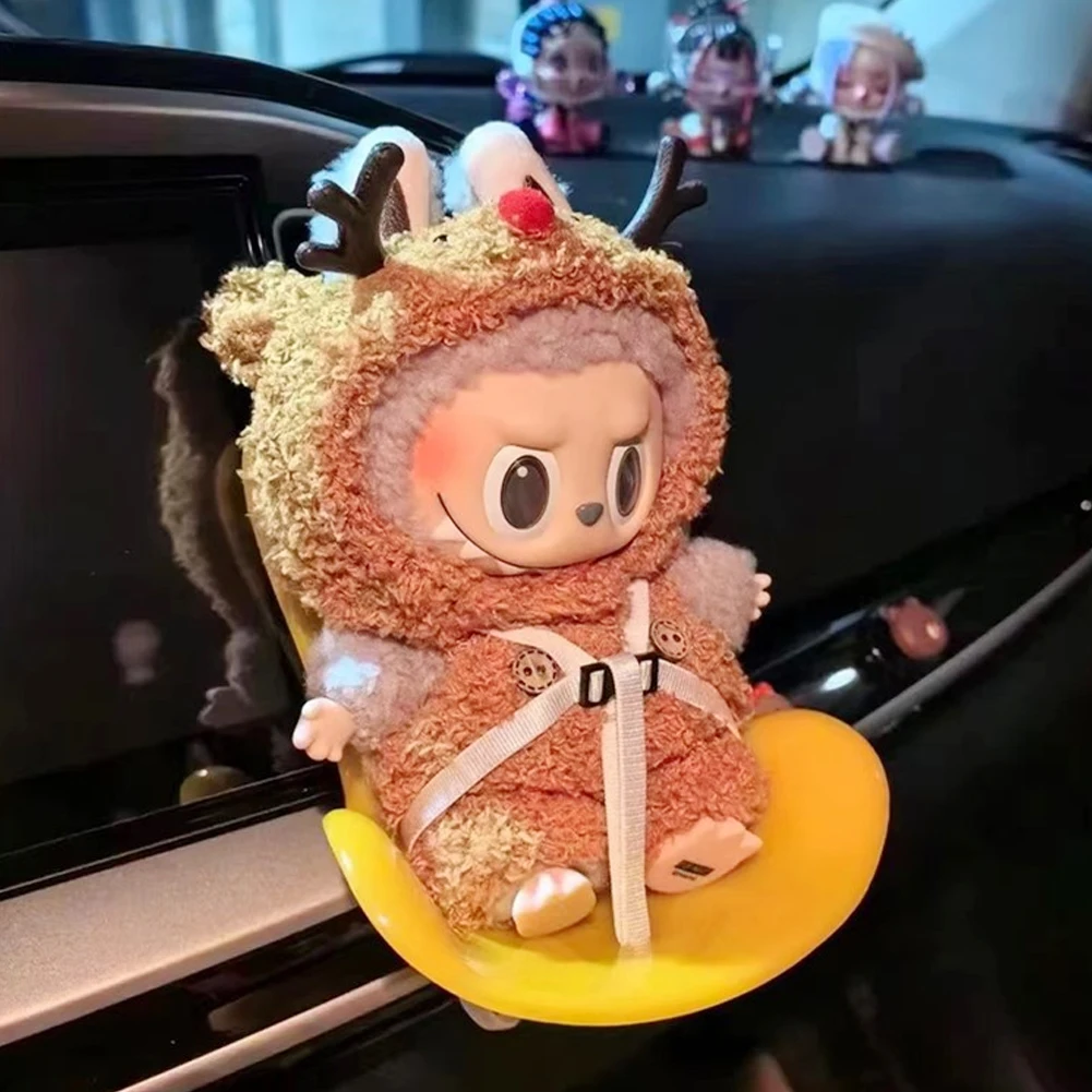 Dolls Accessories Labubu Mini Plush Car Seat Safety Seat with Car Air Vent Ornament Car Decoration