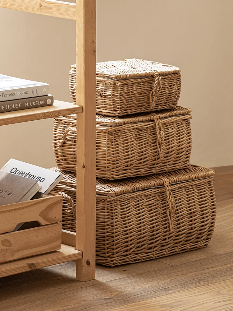 

Large Capaci Wier Storage Basket with Lid for Toys And Clothes Home Organization Box Household Storage Utili Basket