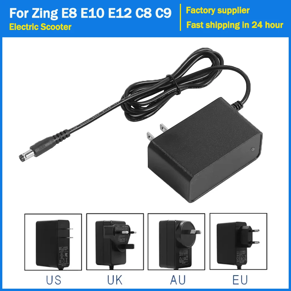 Charger Parts for Ninebot Electric Scooter By Segway Zing E8 E10 E12 C8 C9 C10 C20 Kickscooter 25.2V1A Battery Power Adapter