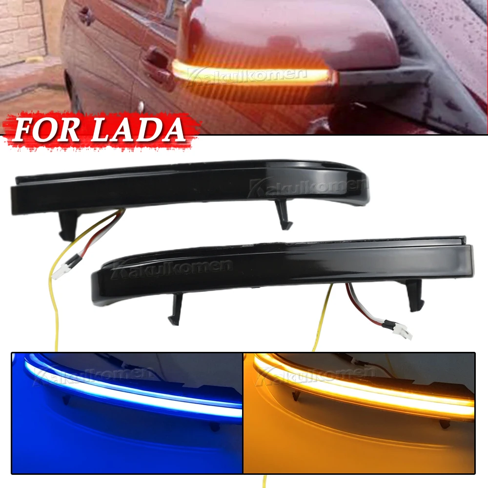 مرآة جانبية للسيارة مصباح إشارة انعطاف ديناميكي ليد ، مؤشر وامض ، 2 لـ Lada Priora-x-own ، Lada-
