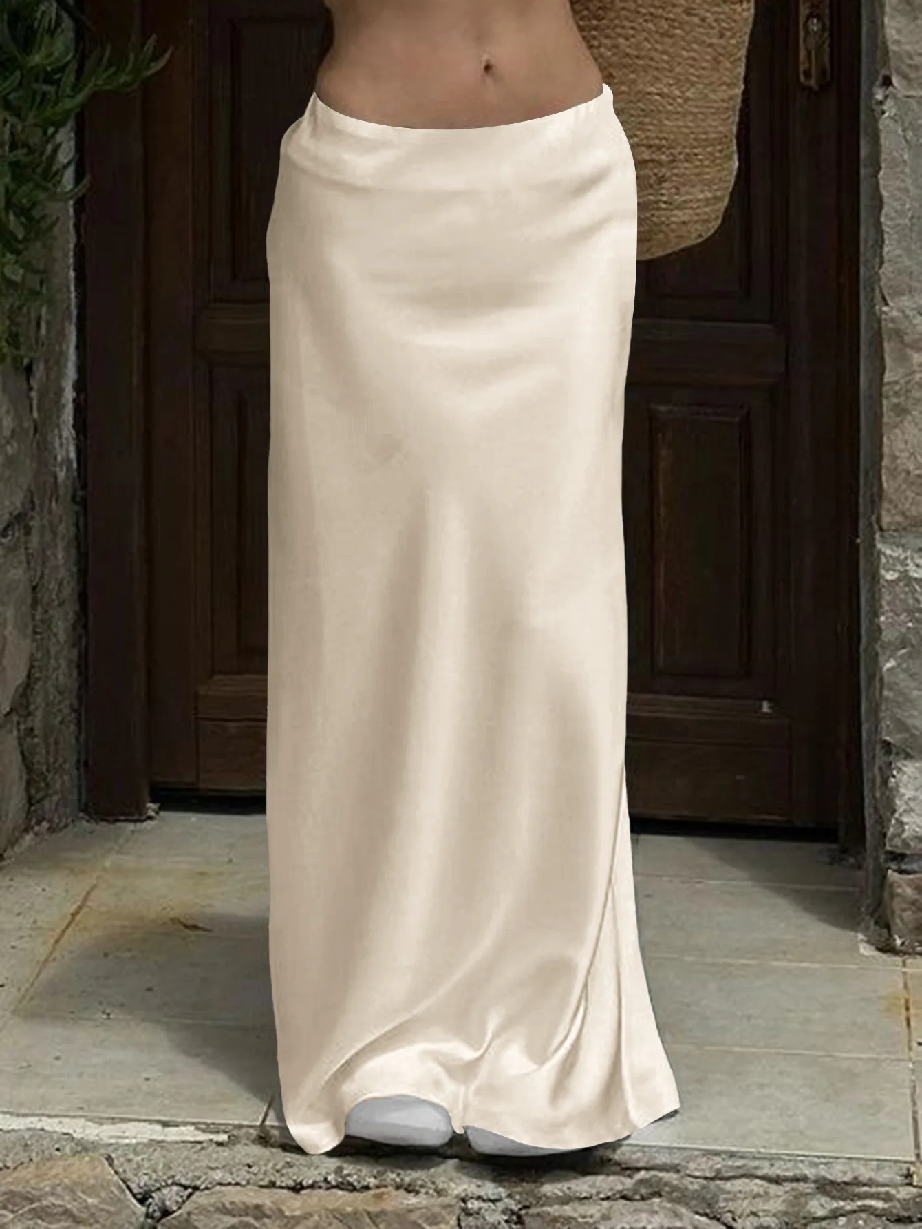 

Women's Skirt Elegant Temperament Solid Color Long Skirt Half Skirt Temperament Commuting Retro Elegant Skirt for Women