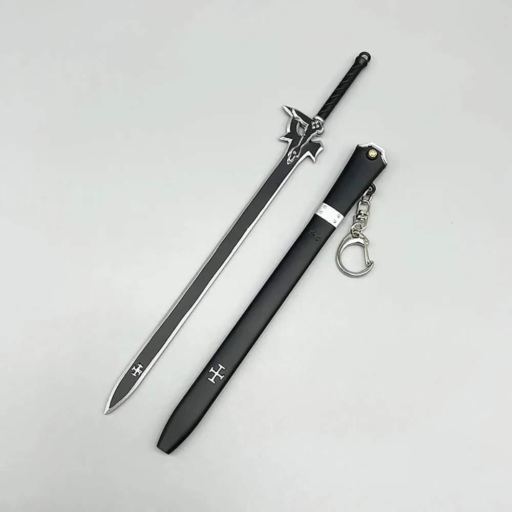 

22cm Elucidator Kirigaya Kazuto Sword Keychain SAO Art Online Anime Merchandise Metal Weapon Katana Models Keychain Accessories