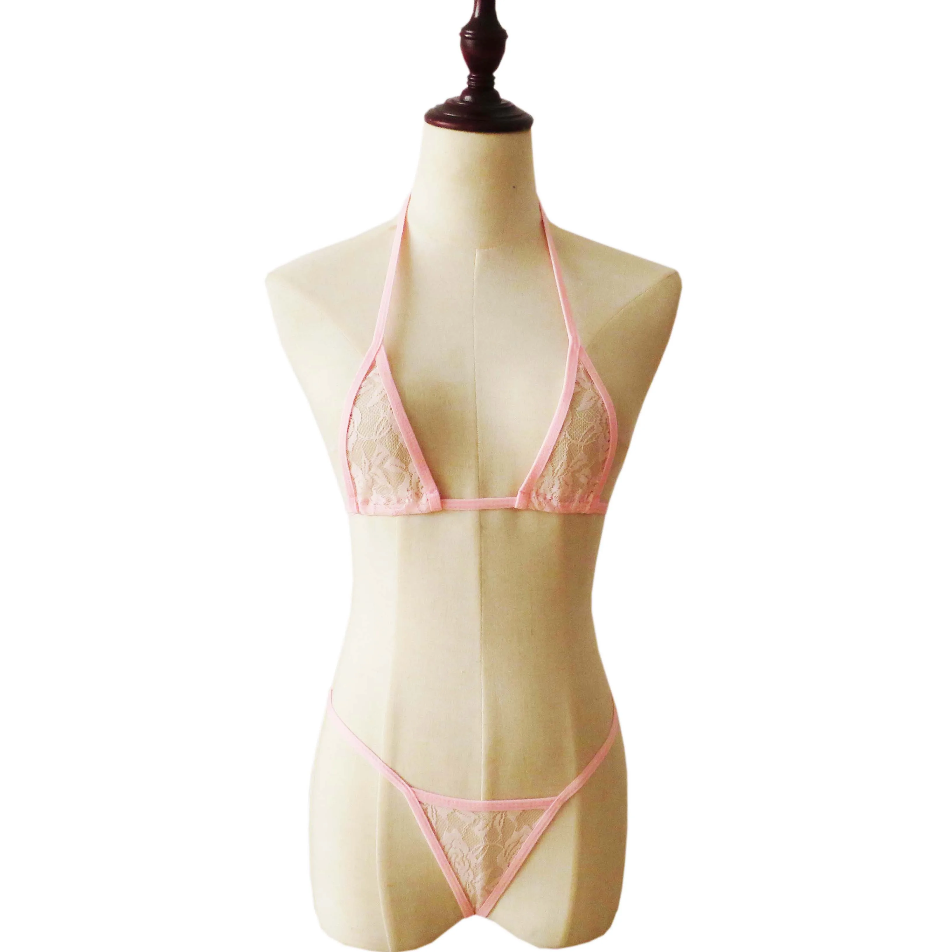 Sexy Lingerie Bikini Lingerie Set Mini Bikini Open Micro Bra Top Briefs Panties For Women - Image 5