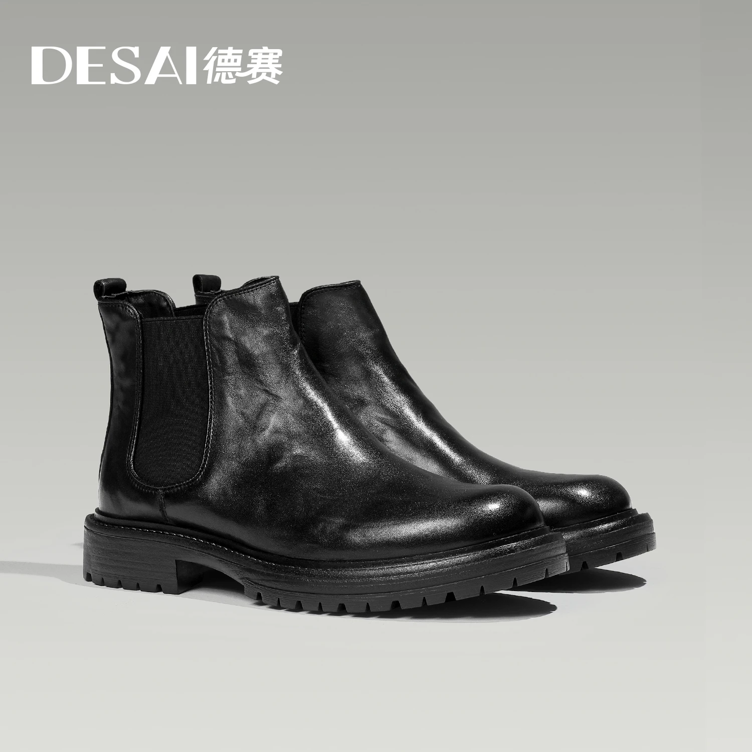 

Desai Add Fur Men's Chelsea Boots Warm Genuine Cow Leather Handmade Shoes For Formal Dress Wedding Business Soft Outsole 2024