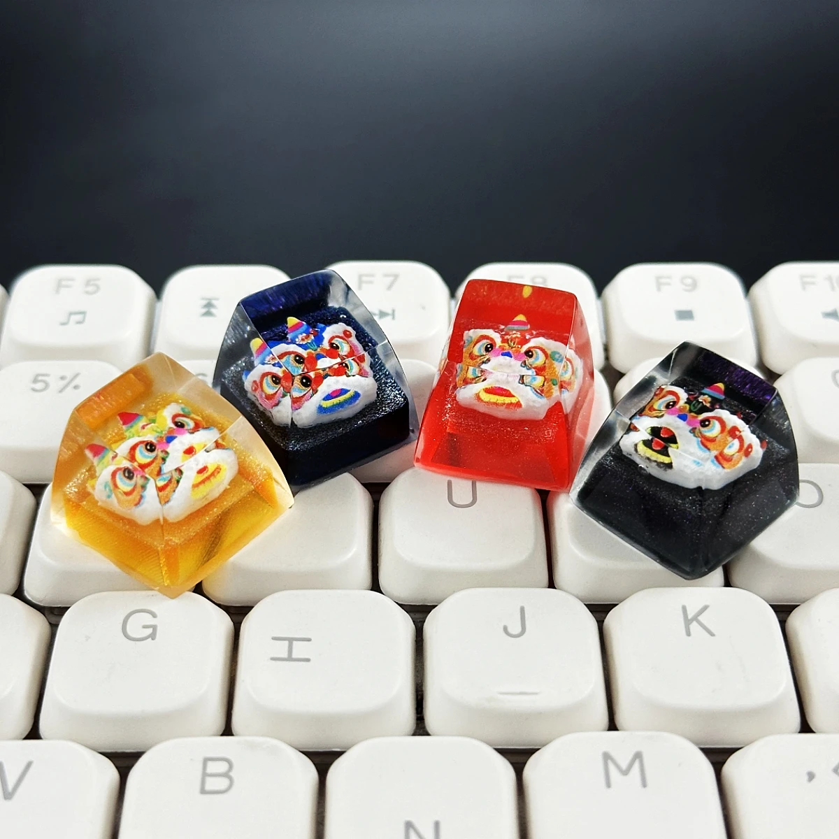 DIY cartoon China Style Lion Keycaps Resin Translucent SA Height Mechanical Keyboard Game Accessories Keycap MX Switch Gifts