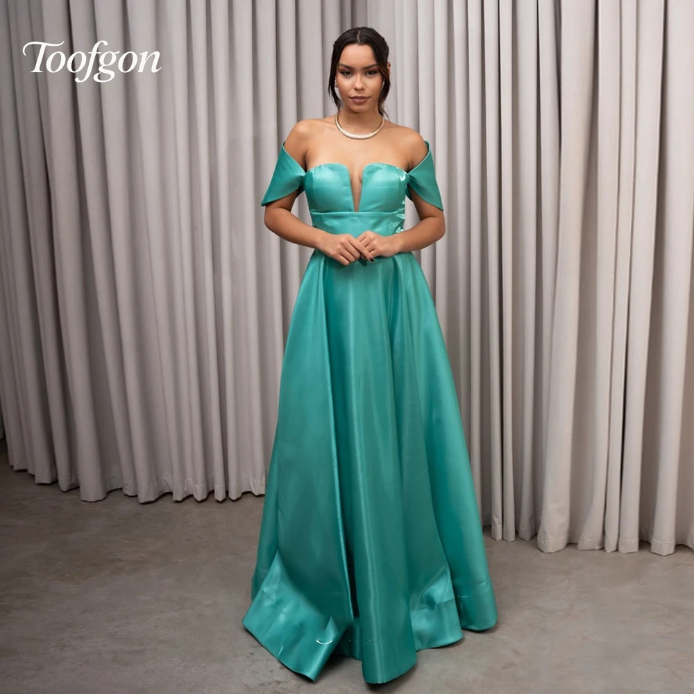 

Toofgon Formal Prom Dresses Soft Satin Sweetheart Off Shoulder Evening Dress Long A Line Women Vestidos De Gala Customized