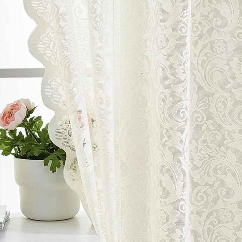 A5YD Vintaged Lace Curtains Flower Embroidery For Bedroom Living Room Decoration
