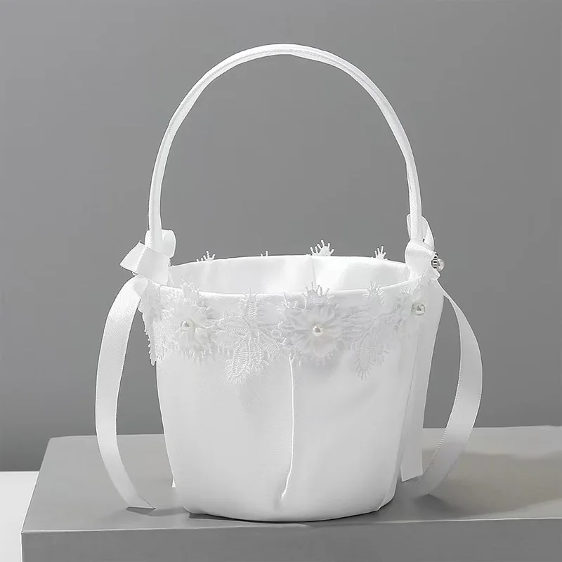 Cesta de flores romántica para novia, cesta de flores de boda occidental, cesta de flores dispersa para niños, suministros de boda