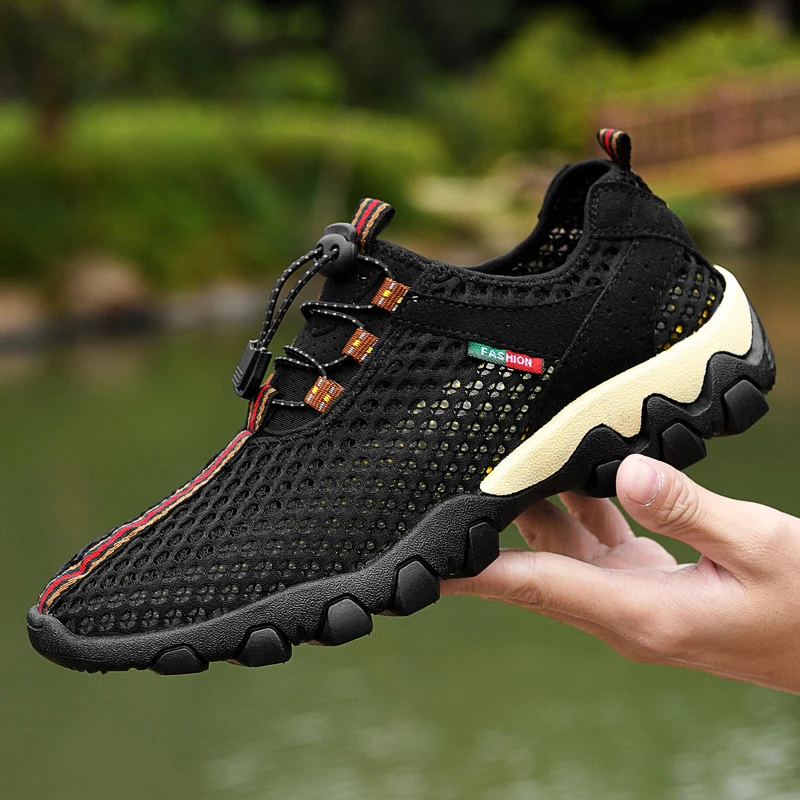 

Мужские летние уличные кроссовки из сетки, дышащие слипоны, повседневные спортивные туфли без шнурков, сетчатая обувь для мужчин