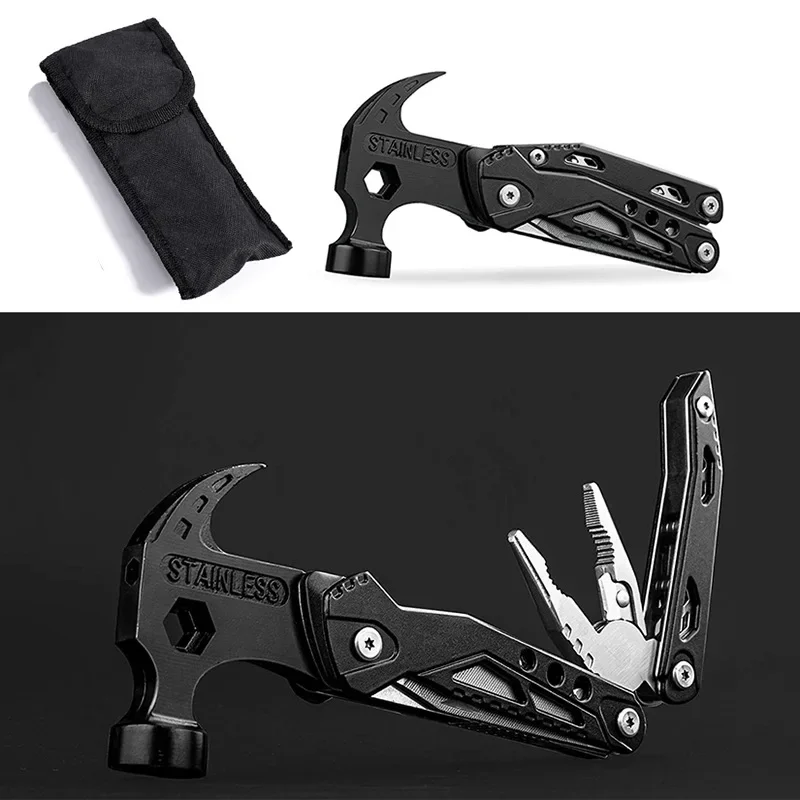 

BIESUO Multifunctional Pliers Multitool Claw Hammer Stainless Steel Tool Outdoor Survival Wire Cutter Camping Wrench Hand Tools