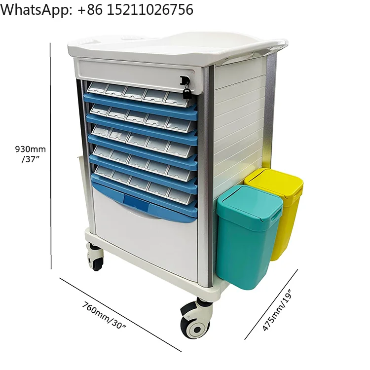 Mobile Medicine Cart for Nursing Homes Hospital Trolley for Medication Classification Storage Medical Health Carts
