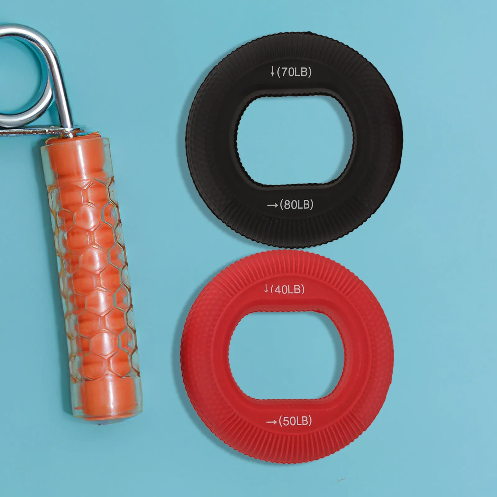 Hand Grip Strengthener Rings 2 Pack Adjustable Silicone Resistance Forearm Finger Exercise Rehab Set