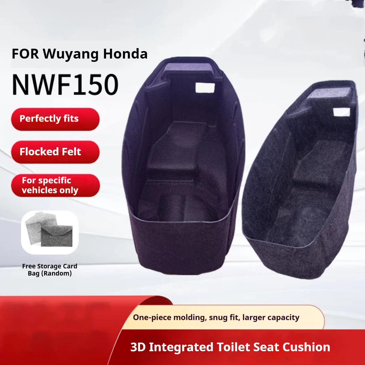 Custom 3D Flocking Felt Seat Storage Box Protective Liner Mod Accessories For Honda NWF150 Accesorios moto