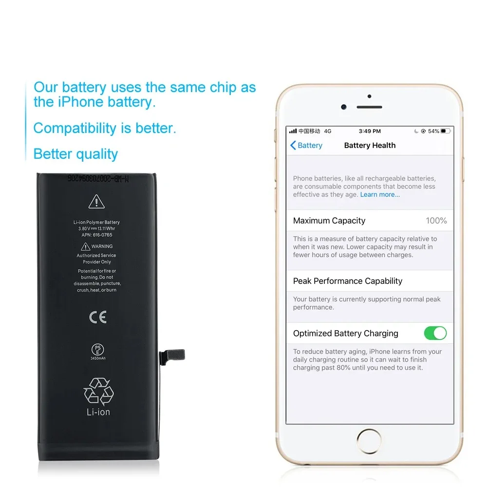 Replacement Battery For iPhone 11 X XR Xs Max 12 Pro max Mini 6 6S 7 8 Plus High Capacity Bateria with Repair Tools Kit