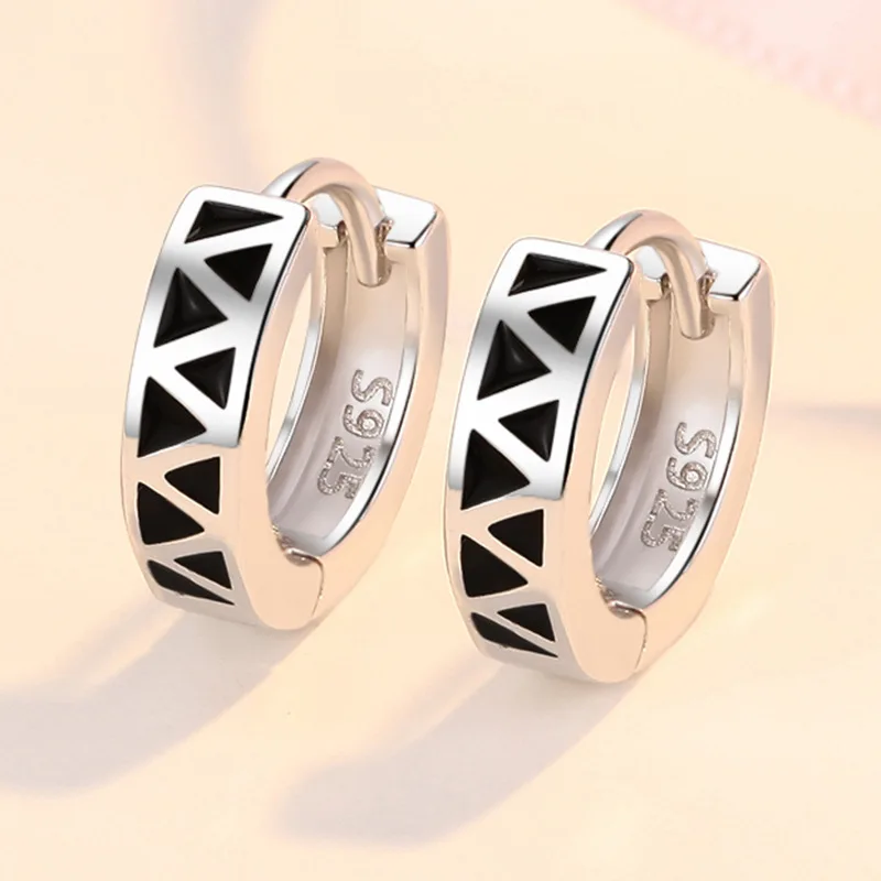 925 Silber-Ohrringe Schmuck Hochwertige Retro-Ohrringe mit Einfachem Muster Lila Weißer Zirkon Ohrringe Bestseller