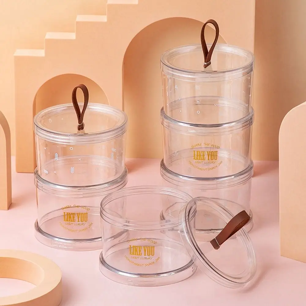 

Practical Plastic Food Storage Box Round Clear Cereal Grain Organizer Sealed Keep Fresh Nut Coffee Bean Jar for Home