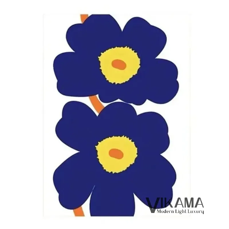 VIKAMA Minimalist Blue Flower Light Luxury Carpet Klein Blue Living Room Thickened Soft Bedroom Washable Non Slip Floor Mat