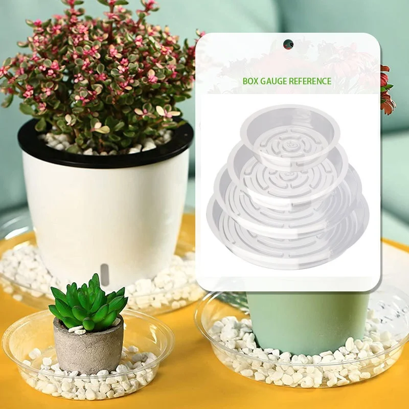 Flowerpot Base Transparent Horticultural Plant Pot Base Anti-Slip Circular Home Pot Tray Waterproof Indoor Outdoor Plant Saucer