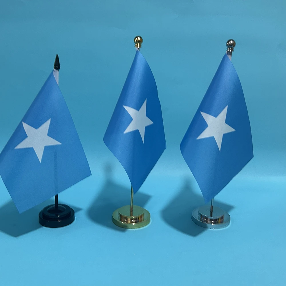 (SKY FLAG) Office Desk small Flag Of Somalia flag 14x21cm polyester Somalia National flag table Banner Desk Ornaments Flags