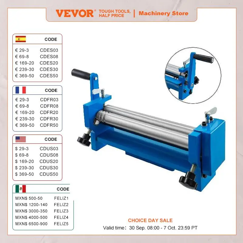 VEVOR Slip Roll Machine 300mm 320mm 610mm Desktop Manual Metal Plate Bender Wire Cones Cylinders Tubes Roller Press Shaping Tool