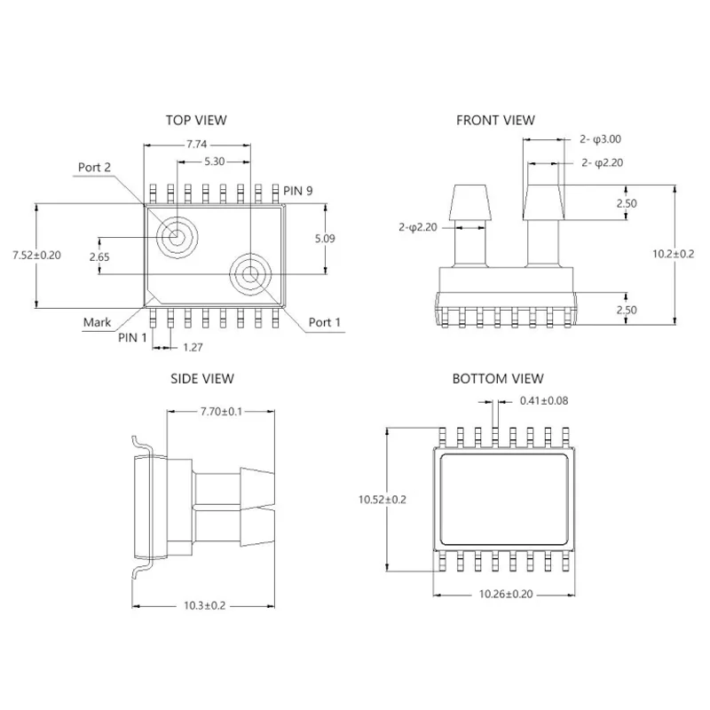 Sensor de pressão 5V 3.3V aplicação em massa de silício