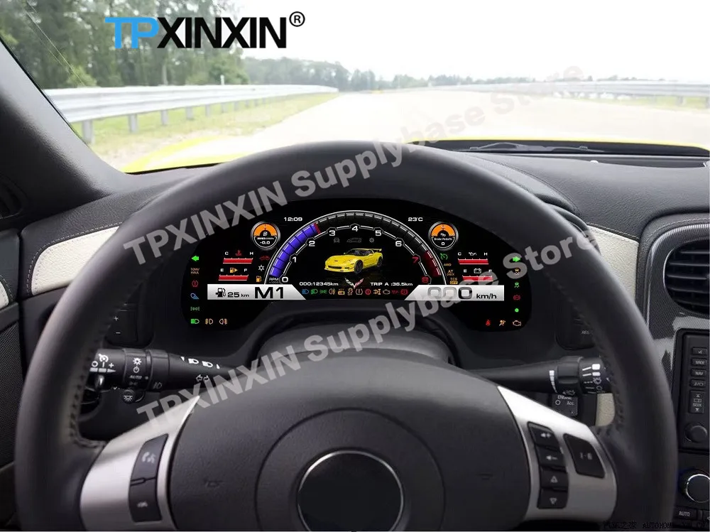 For Chevrolet Corvette C6 2005~2013 12.3‘’ Linux LCD Digital Instrument Cluster Odometer Tachometer Instrument Cluster Carplay