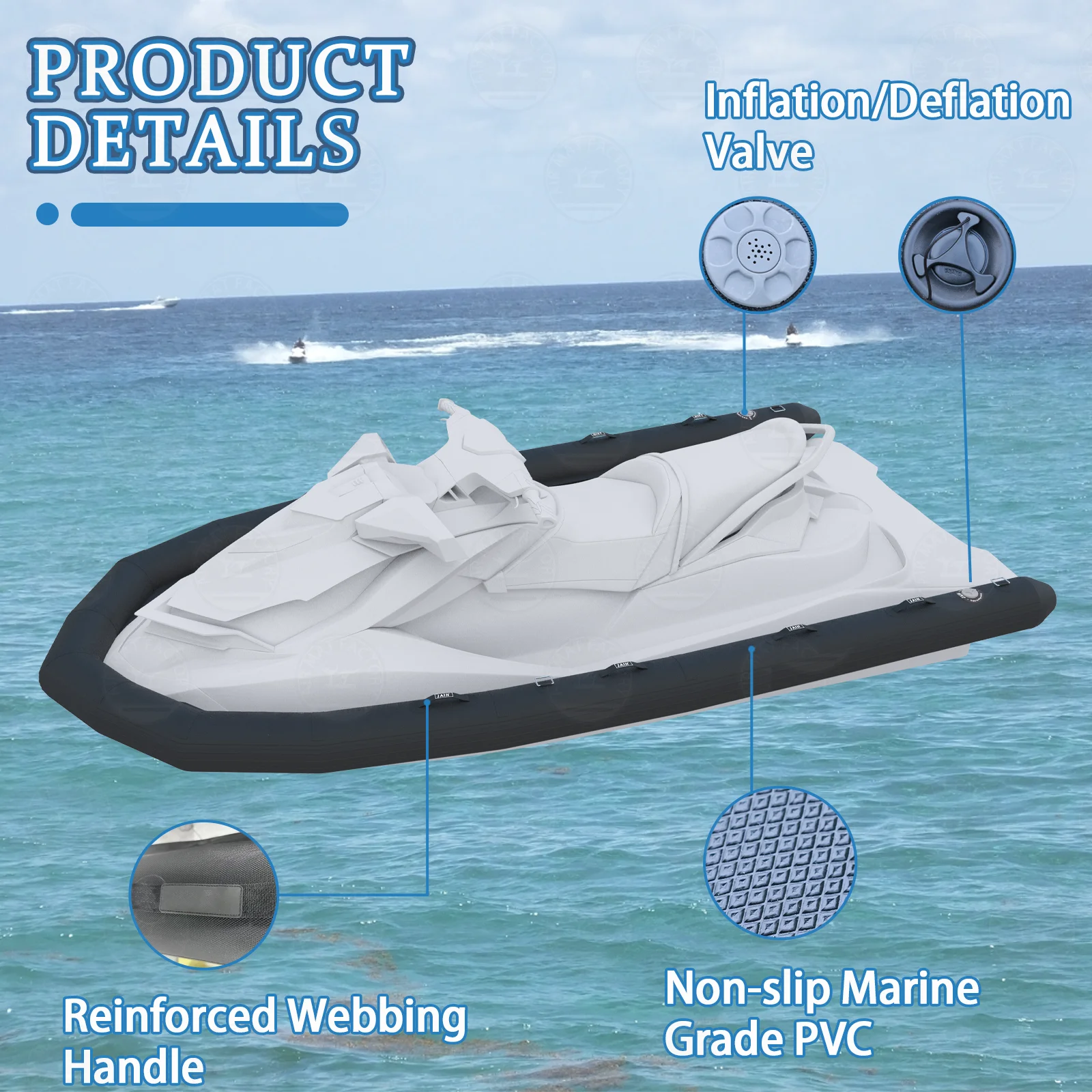 Stock! Hot Selling Inflatable PVC Motorboat Ribs Inflatable Motorboat Safety Devices Buoy U-Shaped Water Rescue Jet Ski Collor