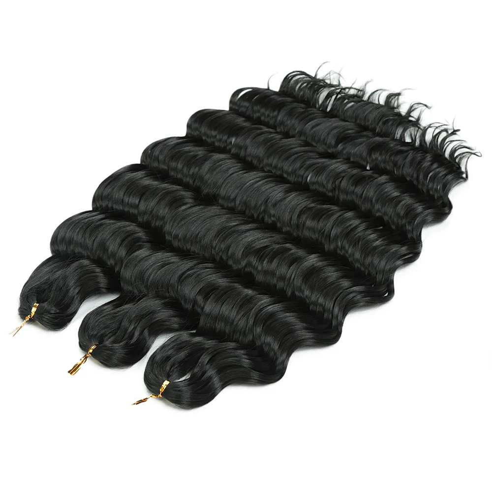 Alibaby 20Inch 3pcs Deep Wave ANNA Curl Hair Synthetic Water Wave Braiding Hair Extensions Natural Color Twist Crochet Hair