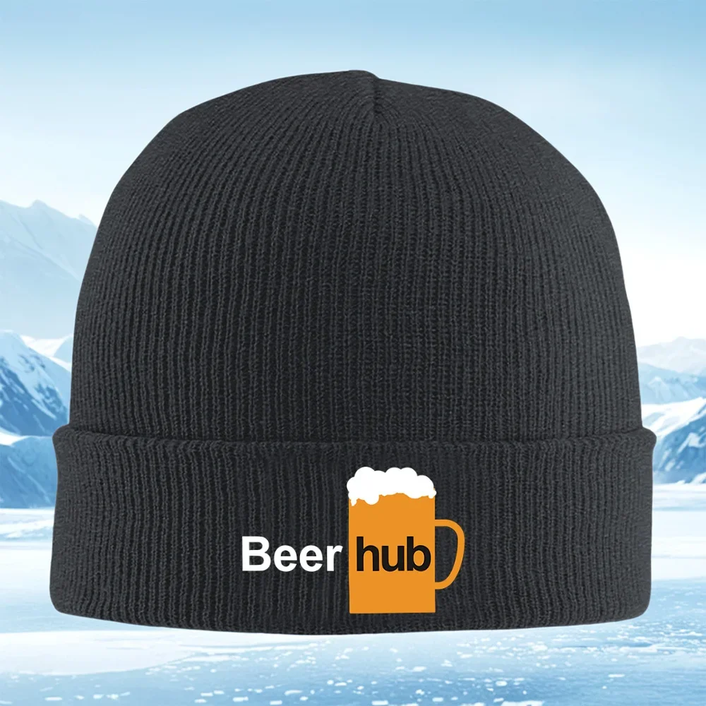 2026 Beer hub mug foamy drink logo Men Women Unisex Knitted Hat Beanie Pullover Cap Winter Thermal Warm Christmas Outdoor Cyclin