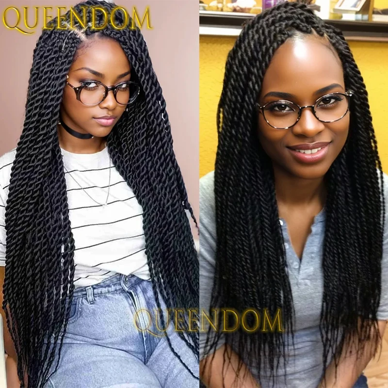 36 Inch Synthetic Crochet Braid Wig Knotless Micro Box Braided Goddess Wig For Black Women Full Lace Senegalese Twist Braids Wig