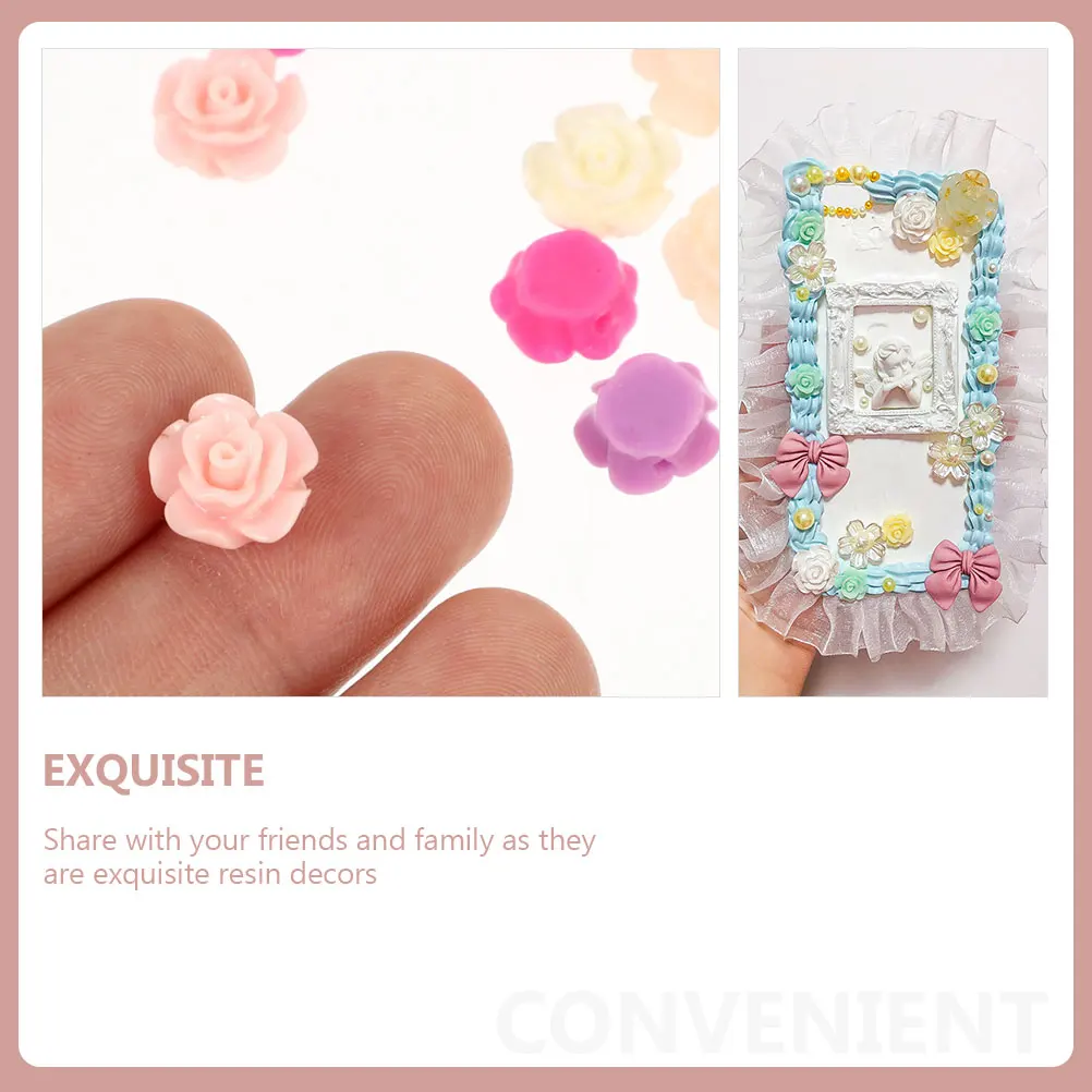 

100 Pcs Resin Rose Accessories DIY Charms for Crafts Hair Decorative Pendant Flower Jewelry Making Vintage Necklace