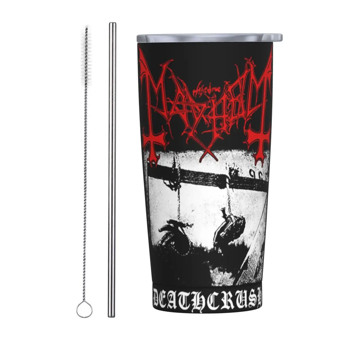 Mayhem Deathcrush Euronymous Dead Varg Tumbler With Straw Stainless Steel Cup Mug Double Wall Vacuum Insulated for Cold Hot 20oz