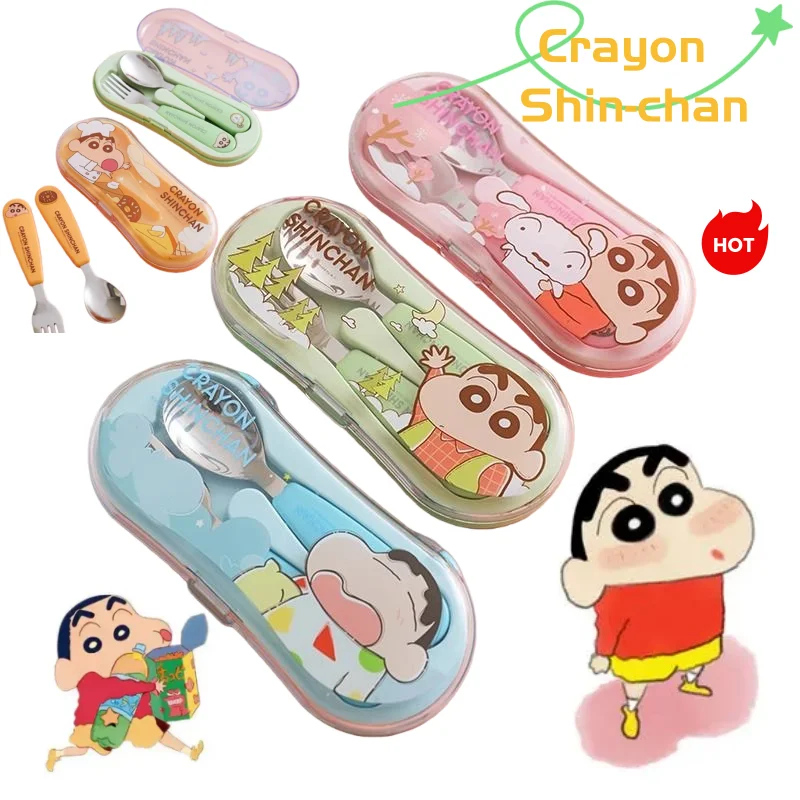 

Набор ложек и вилок Crayon Shin-chan – милые, стильные, мультяшные, персонализированные креативные столовые приборы из нержавеющей стали, подарок для друзей