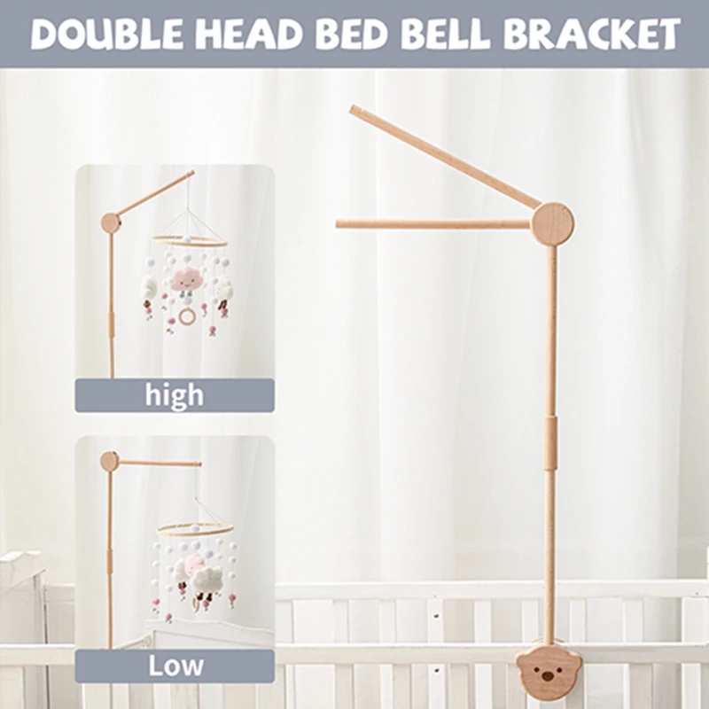 Baby Rattle Toy 0-12 Months Bed Bell Bracket Wooden Mobile Newborn Crochet Bed Bell Hanging Toys Holder Bracket Infant Crib Toy