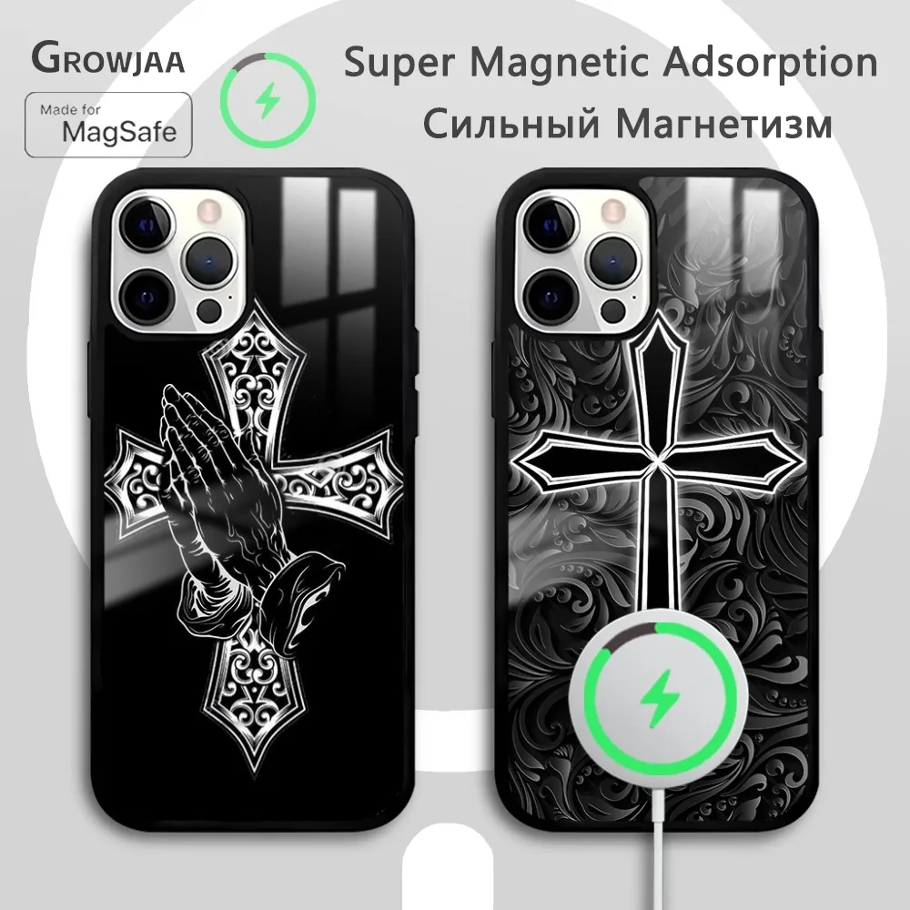 

Orthodox Cross Icon Phone Case For iPhone 15 14 13 12 11 Pro Max Plus Mini Mirror Wireless Magnetic CoverFunda